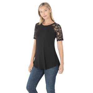 Lace Sleeve Top (Black)