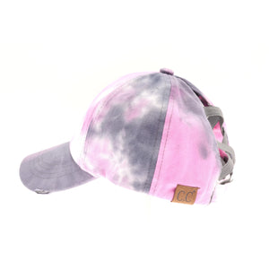 Tie Dye Criss-Cross High Ponytail CC Ball Cap