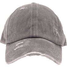Load image into Gallery viewer, Washed Denim Criss-Cross High Ponytail CC Ball Cap
