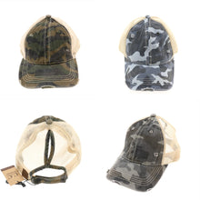 Load image into Gallery viewer, Camouflage Mesh Back High Pony CC Ball Cap

