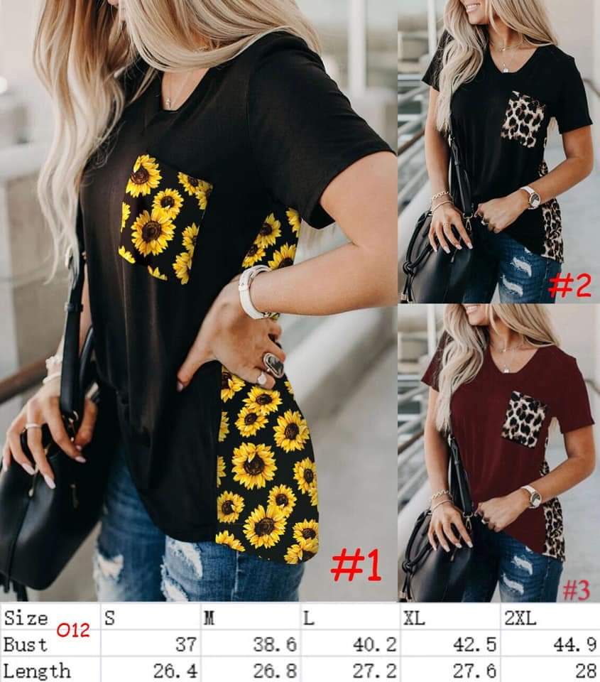 Pocket Tee with Sunflower Back