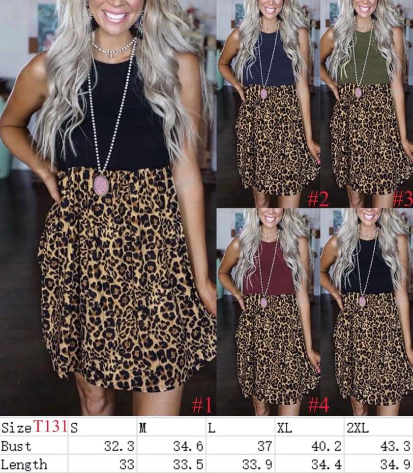 Block Leopard Dress (Olive)