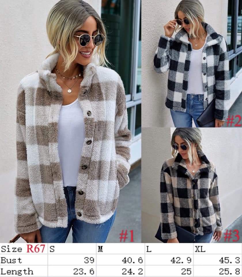 Sherpa Plaid Jacket (Light Brown and White)