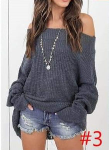 Off the Shoulder Oversized Sweater (Steel)