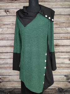 Asymmetrical Tunic with Buttons (Green)