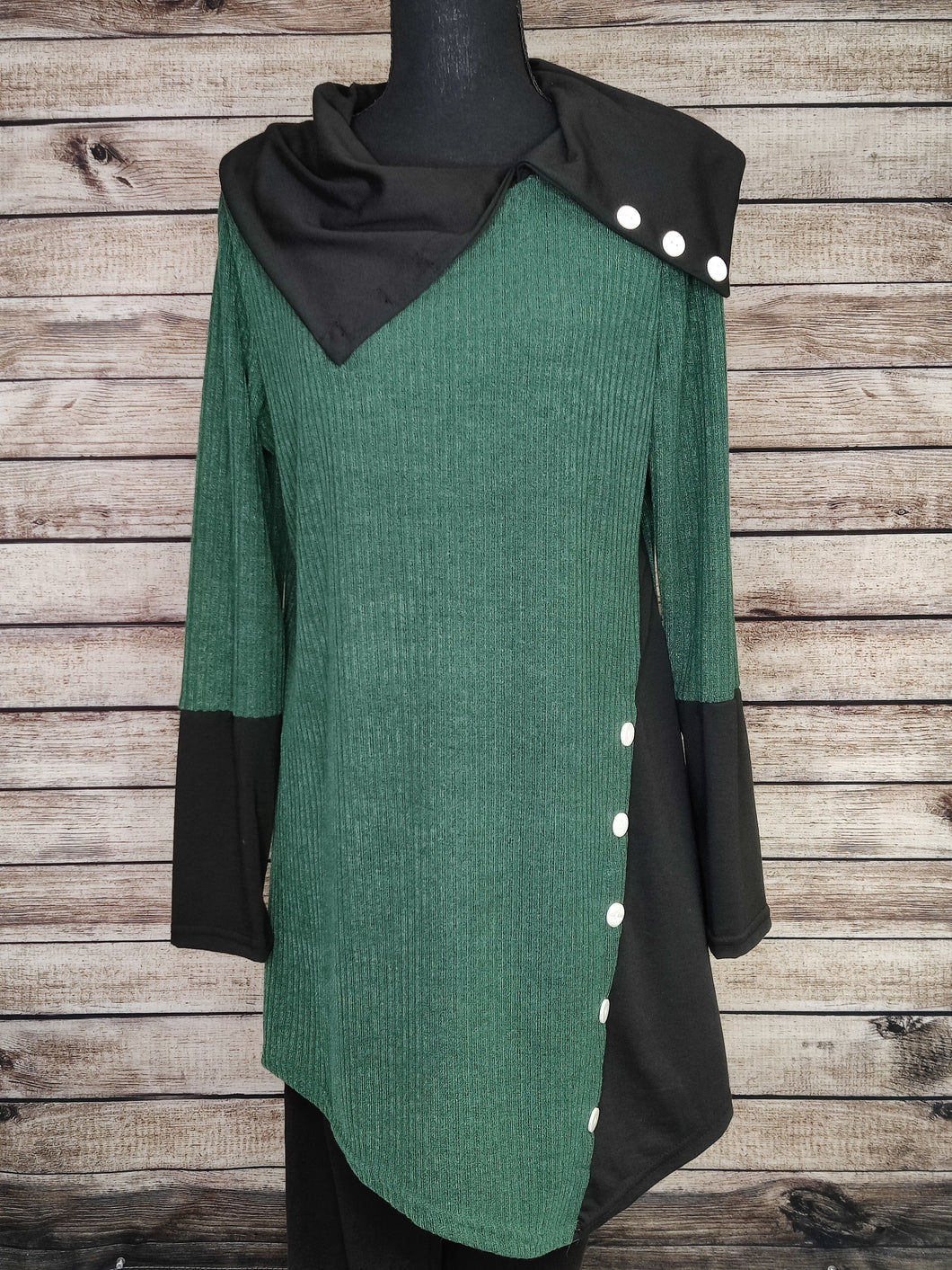 Asymmetrical Tunic with Buttons (Green)