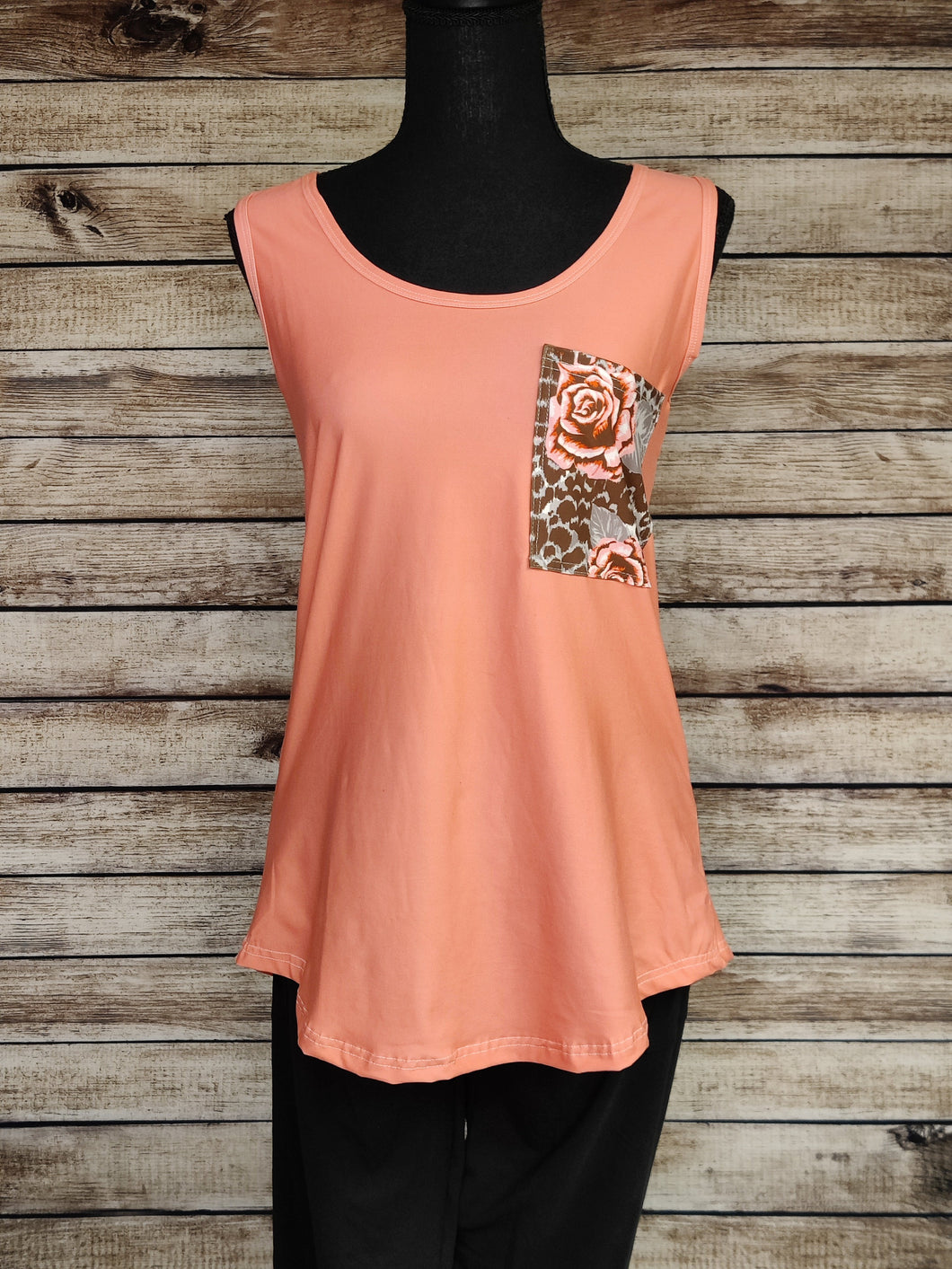 Custom Tank Top (Coral with Roses)