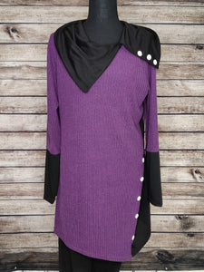 Asymmetrical Tunic with Buttons (Purple)