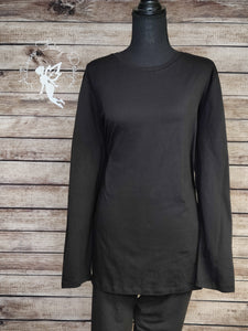 Long Sleeve Fitted Scoop Neck (Black)