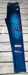 Distressed Denim (American Flag) Leggings