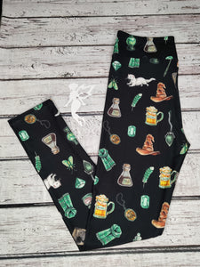 Green Wizard Items Leggings