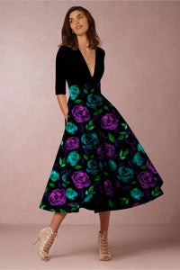 Custom Maxi Skirt (Blue/Purple Roses)