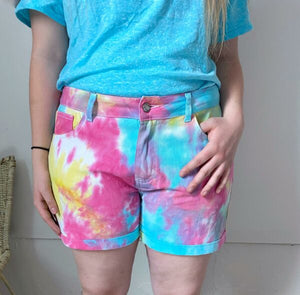Tye Dye Denim Shorts (Cotton Candy)
