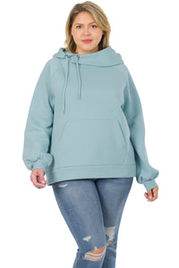 Side Tie Hoodie with Pocket (Blue Grey)