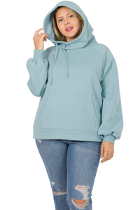 Side Tie Hoodie with Pocket (Blue Grey)