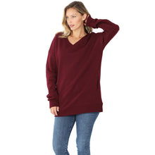 Load image into Gallery viewer, Long Sleeve V-Neck Sweatshirt w/ Side Pockets - Dk Burgundy
