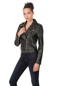 Vegan Leather Moto Jacket (Black)