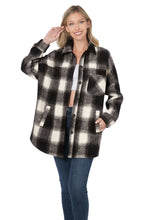 Load image into Gallery viewer, Oversized Yarn Dyed Plaid Longline Shacket - Black
