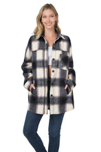 Load image into Gallery viewer, Oversized Yarn Dyed Plaid Longline Shacket - Navy
