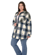 Load image into Gallery viewer, Oversized Yarn 2 Tone Plaid Longline Shacket - Teal/Olive
