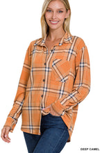 Load image into Gallery viewer, Plaid Shacket with Front Pocket (Deep Camel)

