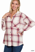 Load image into Gallery viewer, Plaid Shacket with Front Pocket (Ivory)
