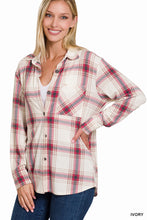 Load image into Gallery viewer, Plaid Shacket with Front Pocket (Ivory)
