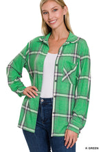 Load image into Gallery viewer, Plaid Shacket with Front Pocket (K Green)
