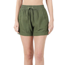 Load image into Gallery viewer, Linen Drawstring Shorts with Pockets (Ash Olive)
