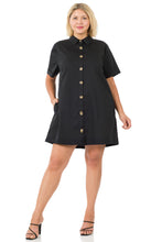 Load image into Gallery viewer, Woven Cotton Button Front Shirt Dress
