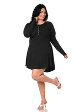 Load image into Gallery viewer, Long Sleeve Button Dress (Black)
