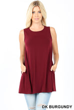 Load image into Gallery viewer, Sleeveless Tunic with Pockets (Dark Burgundy)
