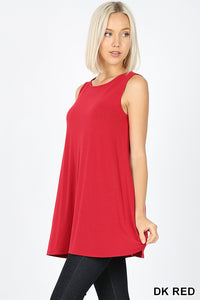 Sleeveless Tunic with Pockets (Dark Red)