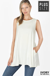 Sleeveless Tunic with Pockets (Ivory)