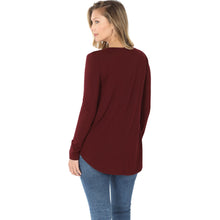 Load image into Gallery viewer, Long Sleeve V-Neck Top (Dark Burgundy)
