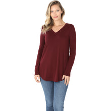 Load image into Gallery viewer, Long Sleeve V-Neck Top (Dark Burgundy)
