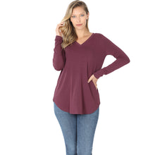 Load image into Gallery viewer, Long Sleeve V-Neck Top (Eggplant)
