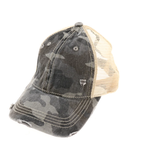Load image into Gallery viewer, Camouflage Mesh Back High Pony CC Ball Cap
