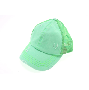 Distressed Mesh Back High Pony CC Ball Cap