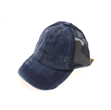 Load image into Gallery viewer, Distressed Mesh Back High Pony CC Ball Cap
