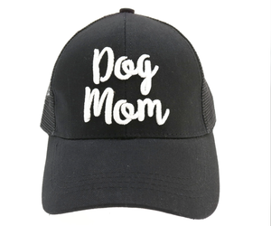Dog Mom Embroidered Mesh Back High Ponytail CC Ball Cap