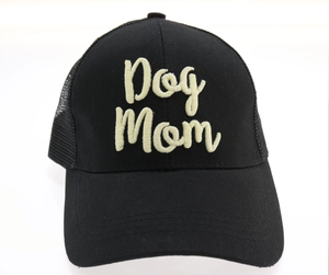 Dog Mom Embroidered Mesh Back High Ponytail CC Ball Cap