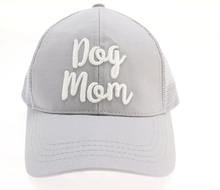 Load image into Gallery viewer, Dog Mom Embroidered Mesh Back High Ponytail CC Ball Cap
