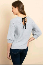Load image into Gallery viewer, Bishop 3/4 Sleeve Pull Over Sweater with Tie Back (Olive)
