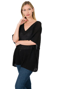 Over Sized V-neck Sweater (Black)