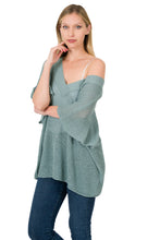 Load image into Gallery viewer, Over Sized V-neck Sweater (Blue Grey)
