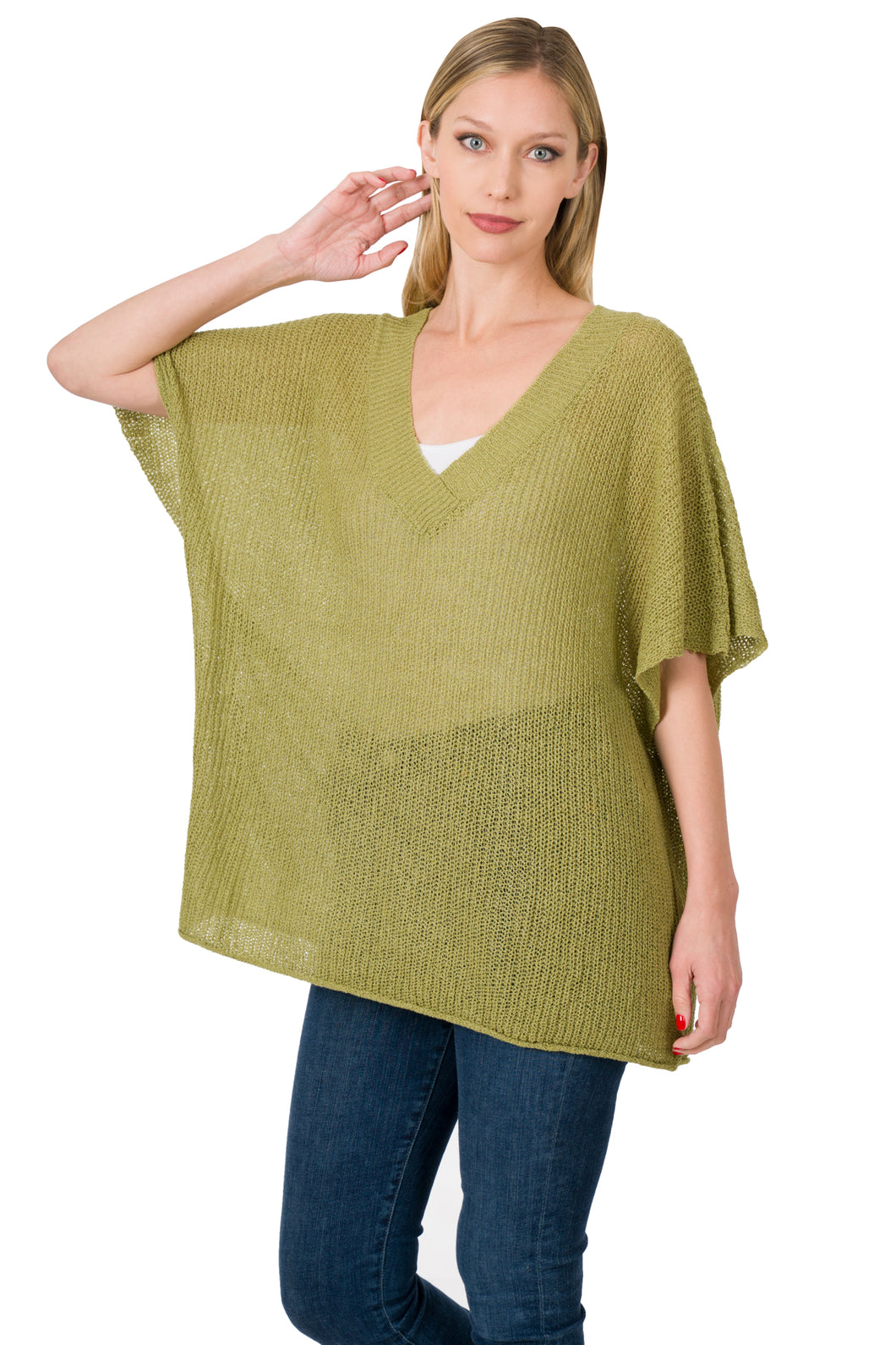 Over Sized V-neck Sweater (Sage)