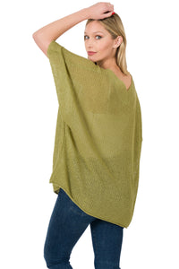 Over Sized V-neck Sweater (Sage)