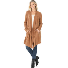 Load image into Gallery viewer, Draped Open Front Cardigan Sweater - Deep Camel
