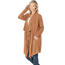 Load image into Gallery viewer, Draped Open Front Cardigan Sweater - Deep Camel
